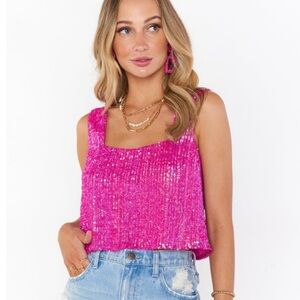 XL Tara Crop Top Disco Pink